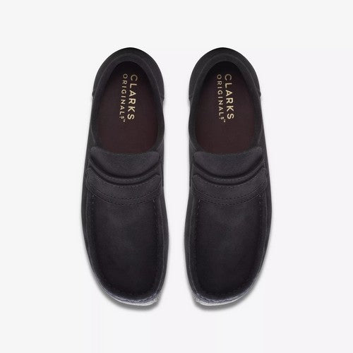 Clarks Original Wallabee Desert Boot Loafer in Black Suede