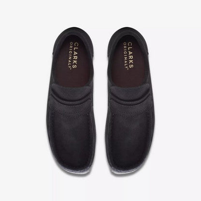 Clarks Original Wallabee Desert Boot Loafer in Black Suede