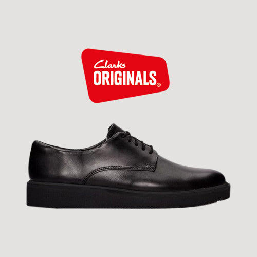 Clarks Original Glickly Derby Leather Shoe in Black