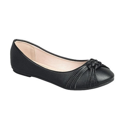 FLEXIBLE-77 Knot Detail Flat Shoe in Black