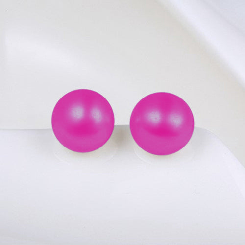 Small Pearl Stopper Stud Earring Fuchsia