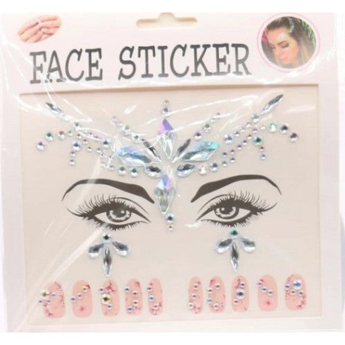 YNV1241 Carnival Face Gem Sticker in Silver