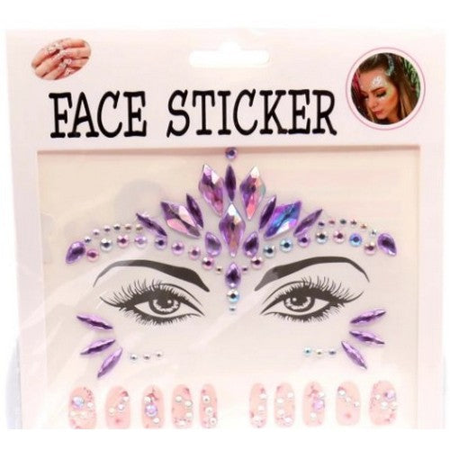 YNV1240 Carnival Face Gem Sticker in Purple