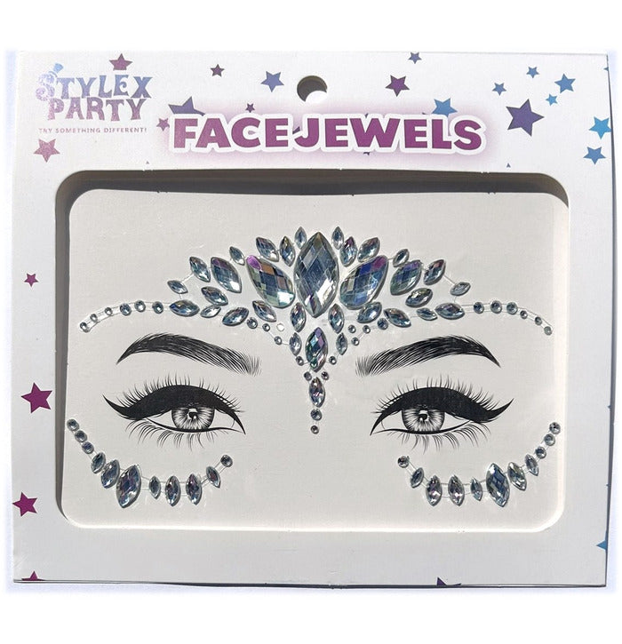 Carnival Face Gem Stickers in Silver Multi