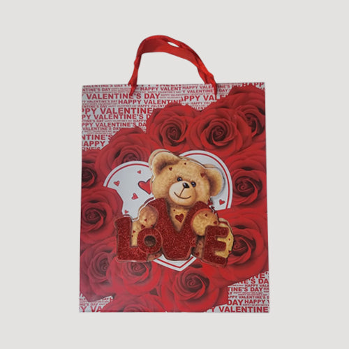 3D Love Teddy Bear Gift Bag in Red