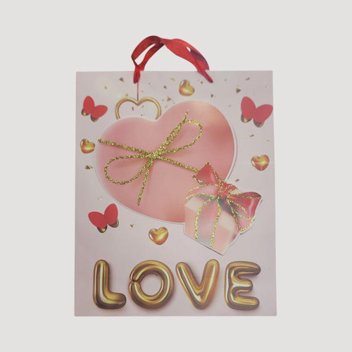 Love 3D Heart Gift Bag in Pink