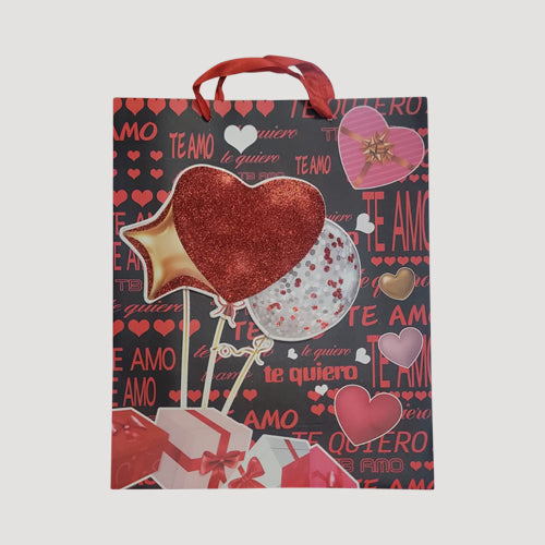 Teamo 3D Heart Balloon Gift Bag in Black