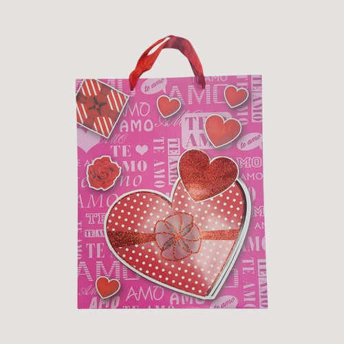 Teamo 3D Heart Gift Bag in Pink