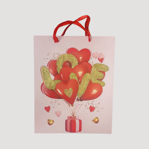 3D Heart Balloon Gift Bag in Pink