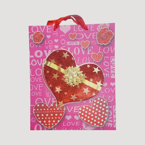 3D Heart Gift Bag in Pink