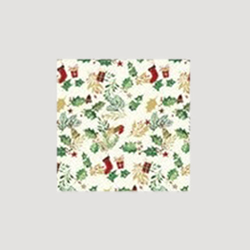 Christmas Sheet Gift Wrap in Beige Holly Design