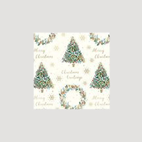 Christmas Sheet Gift Wrap in Beige Tree & Wreath