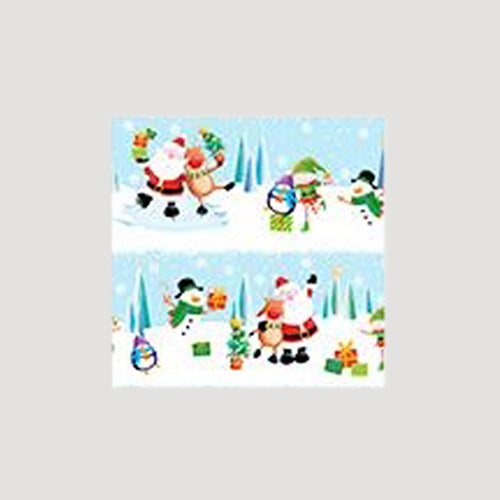 Christmas Sheet Gift Wrap in Blue & White Fun Scene
