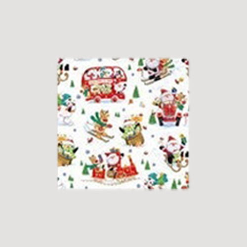 Christmas Sheet Gift Wrap in White Fun Scene
