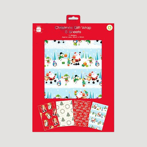Giftmaker Flat Christmas Gift Wrap 8pk