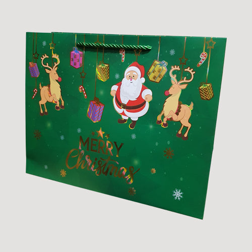 Large Landscape Metallic Christmas Gift Bag in Green