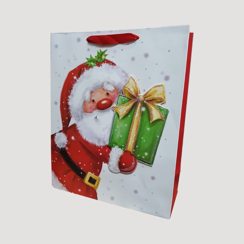 3D Santa Glitter Large Gift Bag in Gift Design