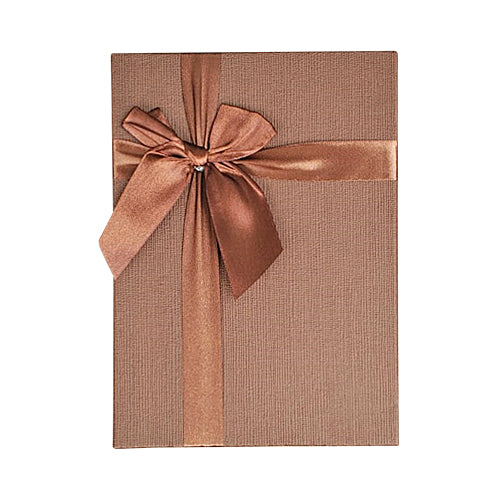 Flat Gift Box With Bow Brown