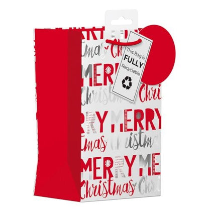 Giftmaker Red & Silver Merry Christmas Gift Bag