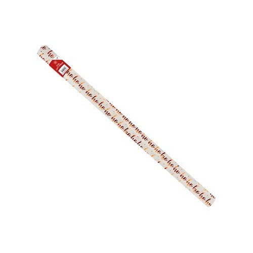 Red & White Christmas Foil Gift Wrap in Ho Ho Ho Design