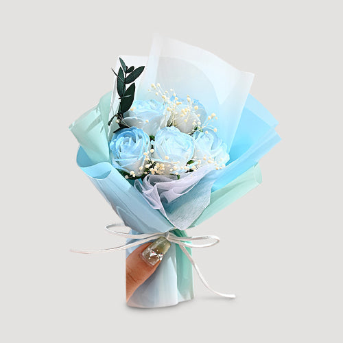 FA009 Scented Soap Rose Bouquet in Blue