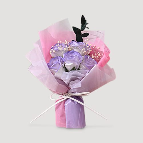 FA009 Scented Soap Rose Bouquet in Purple