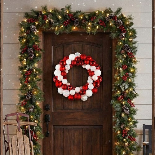 Candy Cane Bauble Wreath
