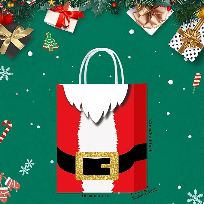 Santa Beard Small Christmas Gift Bag in Red
