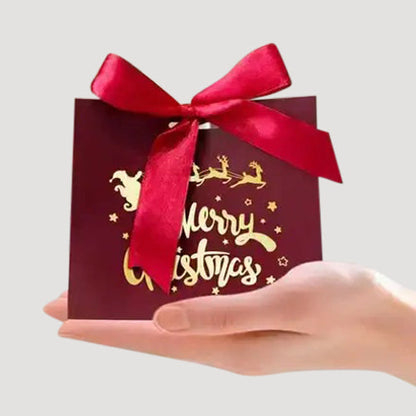 Red & Gold Foil Mini Ribboned Christmas Gift Bag