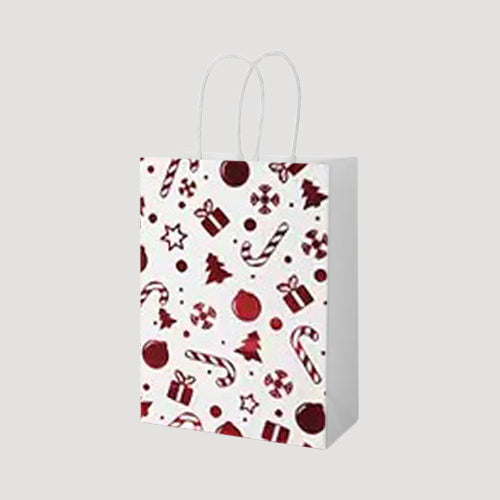 White & Red Small Christmas Gift Bag in Candy Cane
