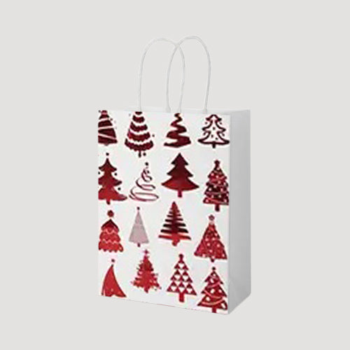 White & Red Small Christmas Gift Bag in Tree