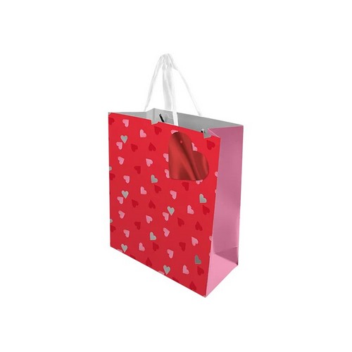 VAL4272 Valentine's Day Hearts Medium Gift Bag in Red