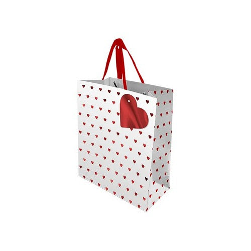 VAL4272 Valentine's Day Hearts Medium Gift Bag in Red