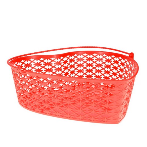 415873 Heart Shaped Plastic Basket in Red