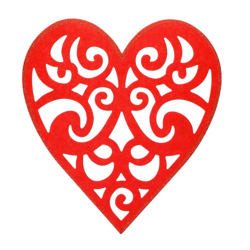 Glitter-Edge Felt Heart Decoration in Red