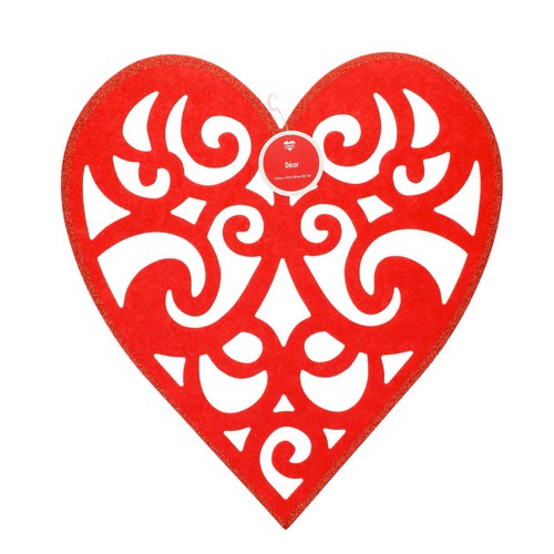 415817 Glitter - Edge Felt Heart Decoration in Red