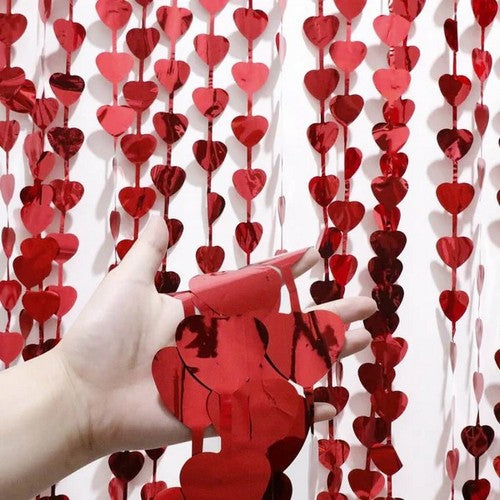 Heart Foil Curtain in Red