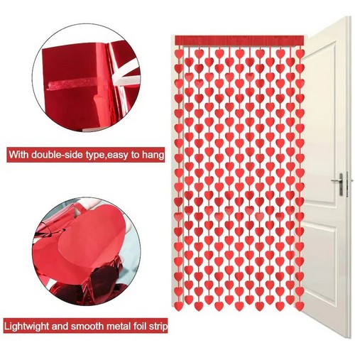 Heart Foil Curtain in Red