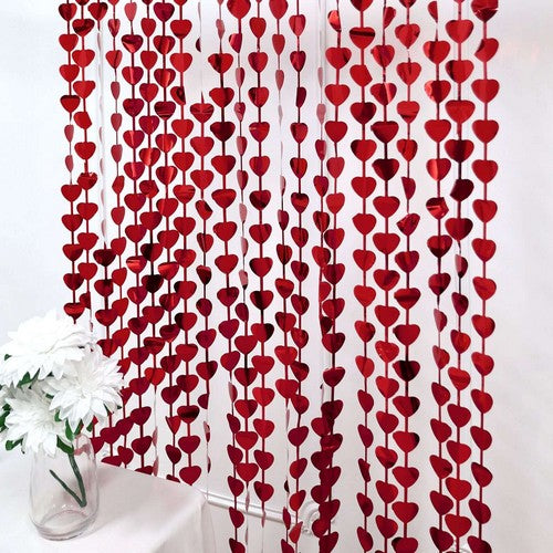 Heart Foil Curtain in Red