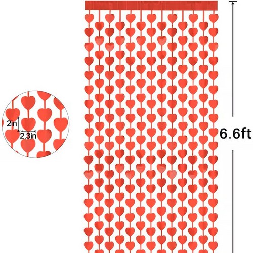 Heart Foil Curtain in Red