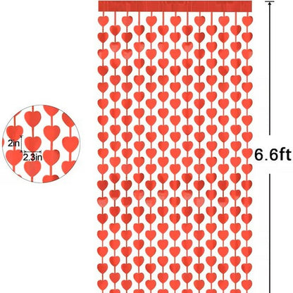 Heart Foil Curtain in Red