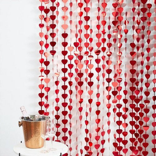 Heart Foil Curtain in Red