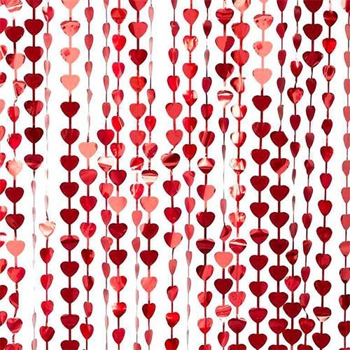 Heart Foil Curtain in Red