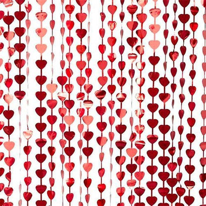 Heart Foil Curtain in Red