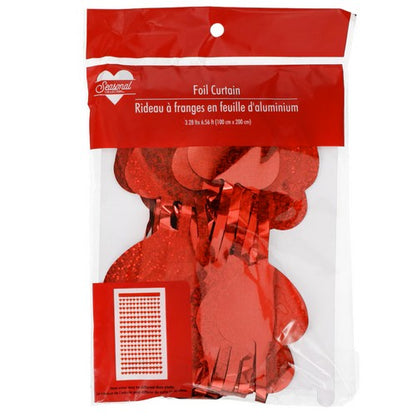416241 Heart Foil Curtain in Red