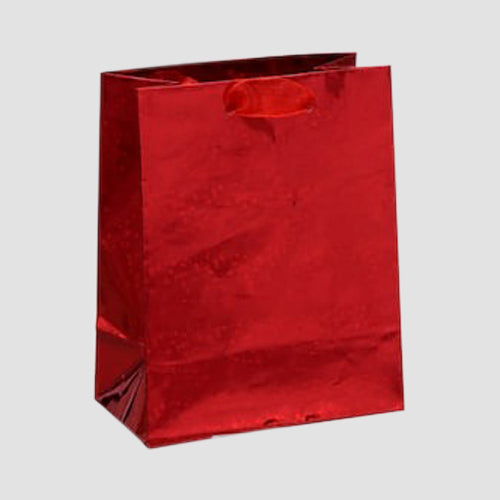 Small High Shine Glossy Gift Bag in Holographic Red