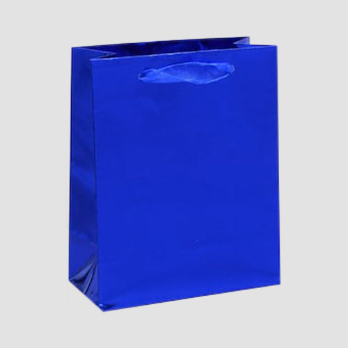 Small High Shine Glossy Gift Bag in Plain Blue