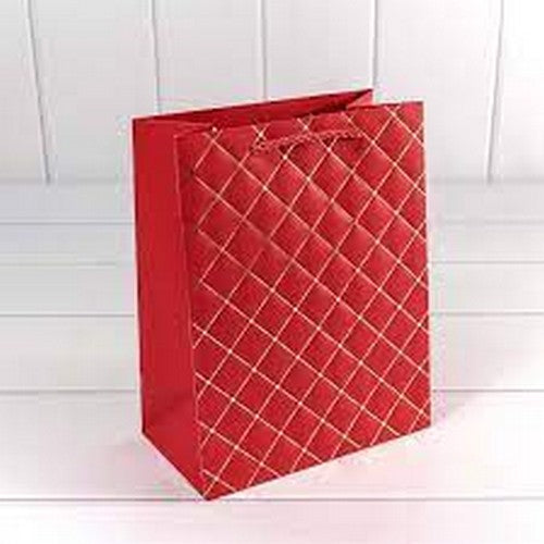 Quilted Leather - Look Medium gift Bag in Red