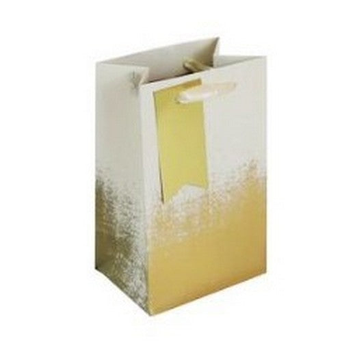35377-9C Cream & Gold Distressed Print Small Gift Bag