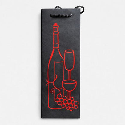 T3308 Deluxe Black Bottle Bag in Grape Design in Red